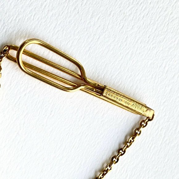 SWANK Monogram GJR Initials Name Letter Gold Tone Vintage Pendant Tie Bar Clip - Picture 6 of 7